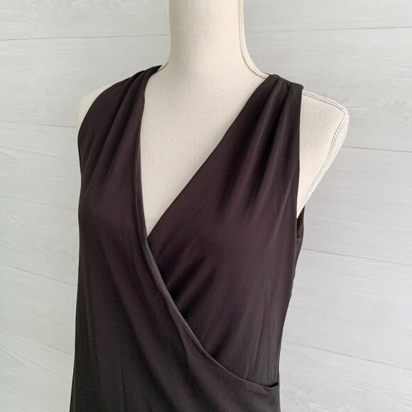 Lauren Ralph Lauren - Black faux wrap stretch top, M - Picture 2 of 6